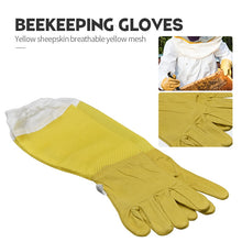 Load image into Gallery viewer, Beekeeping gloves Protective Sleeves breathable yellow mesh white sheepskin and cloth for Apiculture  beekeeping gloves
